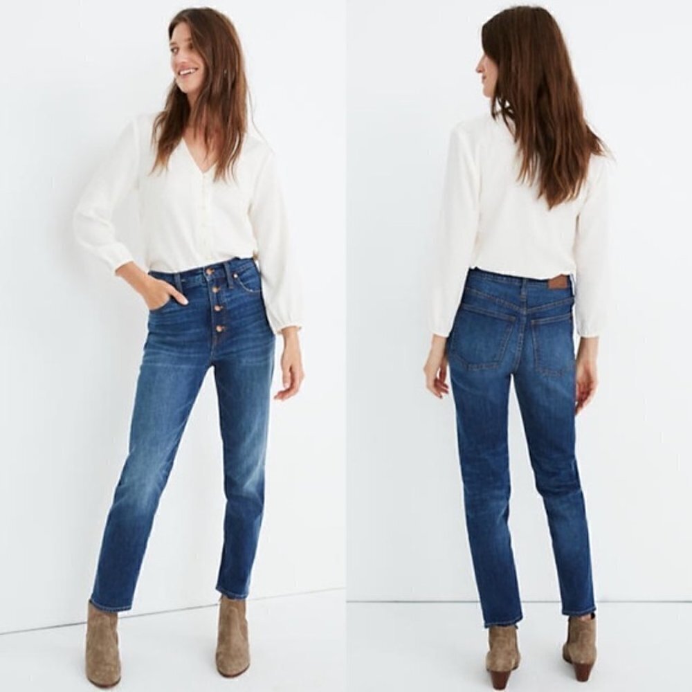 Madewell perfect vintage crop jeans denim blue high rise button fly new 23